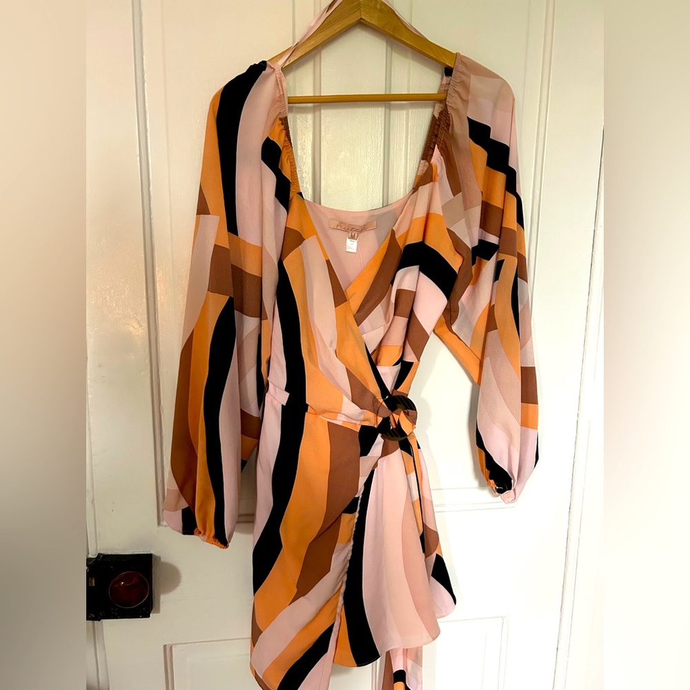 Anthropologie colorful 70s style wrap dress, size m